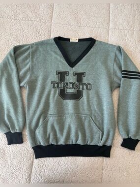 Vintage Calhoun University of Toronto Athletic Green V-Neck Pullover Sweater M